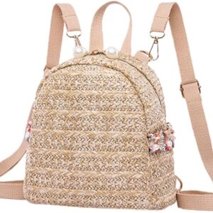 Fashion Straw Pearl Backpack